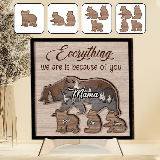 Mama Bear - Personalized Mother 2 Layered Wood Sign / Wood Plaque