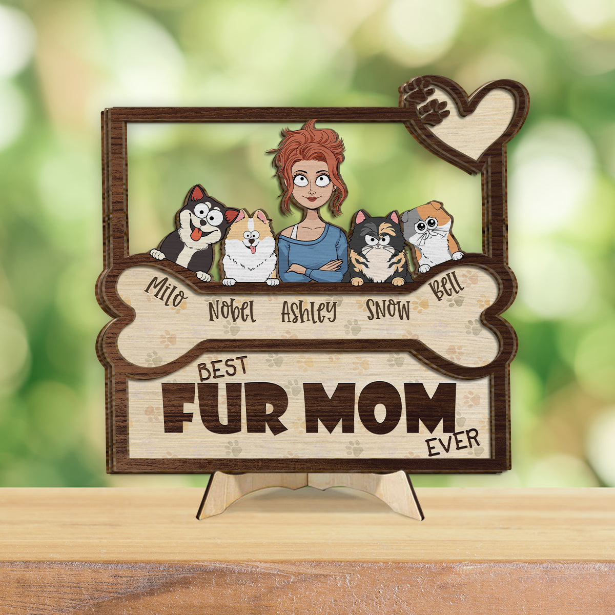 Beste Hundemama und bester Hundepapa aller Zeiten - Personalisiertes zweilagiges Holzschild / Holzplakette