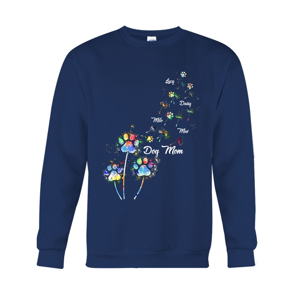 Hundemama/Katzenmama/Haustiermama Buntes Löwenzahn-Motiv – Personalisiertes Hunde-T-Shirt und Hoodie