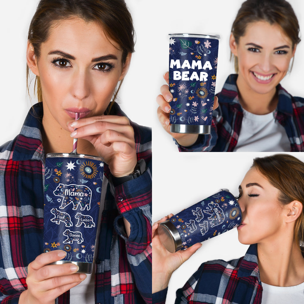 Mama Bear Floral – Personalisierter Mutter-Trinkbecher