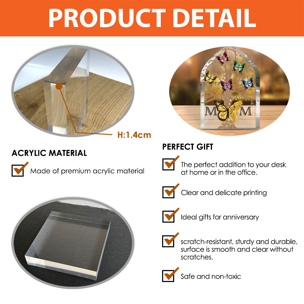 Mama-Schmetterlinge – Personalisierte Acrylplakette in individueller Form für die Mutter