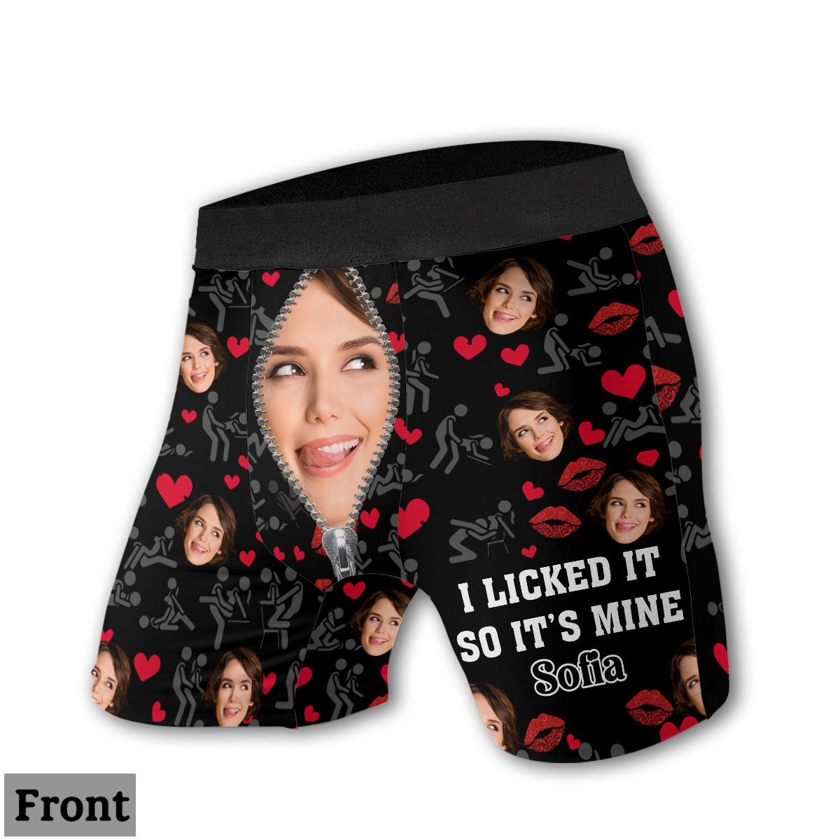 Ich hab's abgeleckt, also gehört's mir – personalisierte Slips für Paare (Damen) und Boxershorts für Herren
