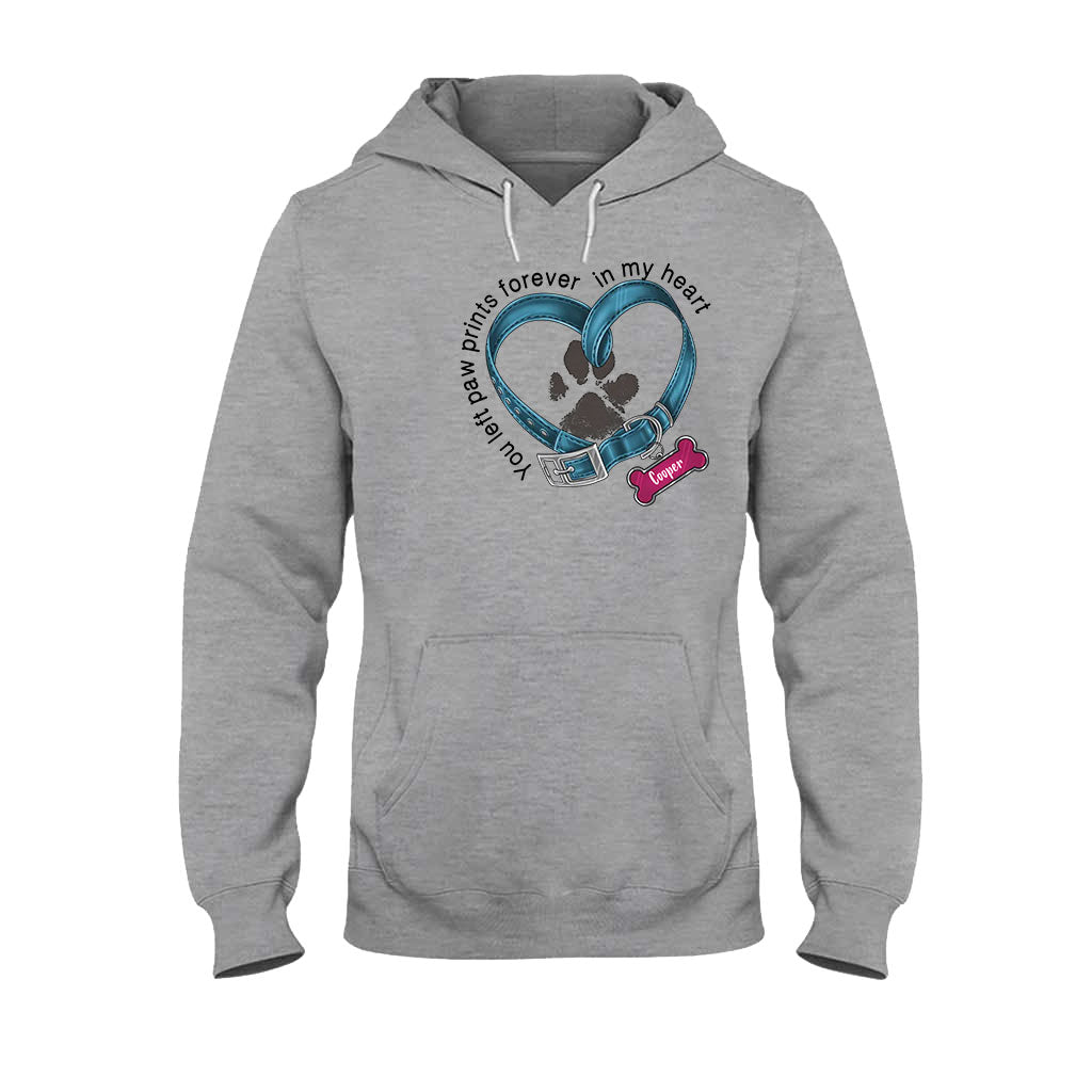 Du hast für immer Pfotenabdrücke in meinem Herzen hinterlassen – personalisiertes Hunde-T-Shirt und Hoodie