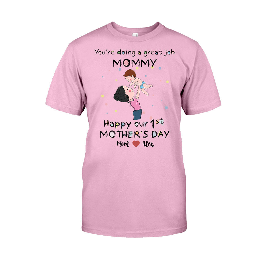Du machst das super, Mama! Alles Gute zum Muttertag! - Personalisiertes Mutter-T-Shirt und Babybody