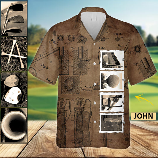Vintage Golf mit individuellem Namen - Personalisiertes Golf-Hawaiihemd
