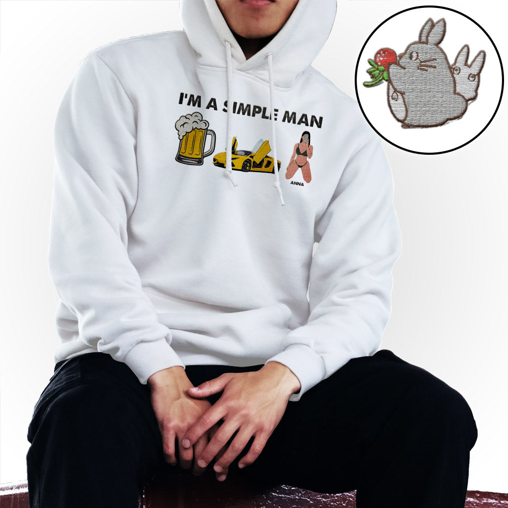 Ich bin ein einfacher Mann – Personalisierter, bestickter Hoodie für Paare