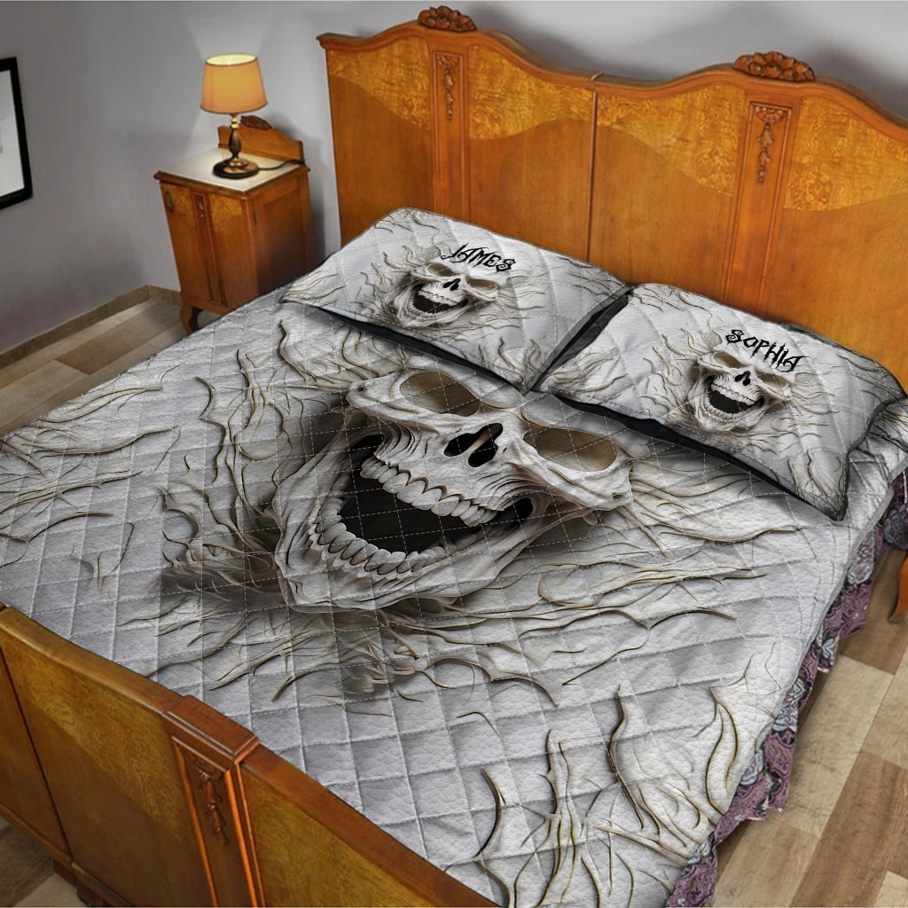 Beautiful White Skeleton - Personalized Skull Quilt Set