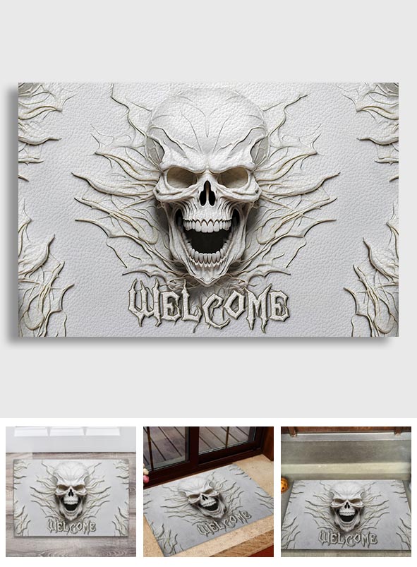 Welcome White Skull - Skull Doormat