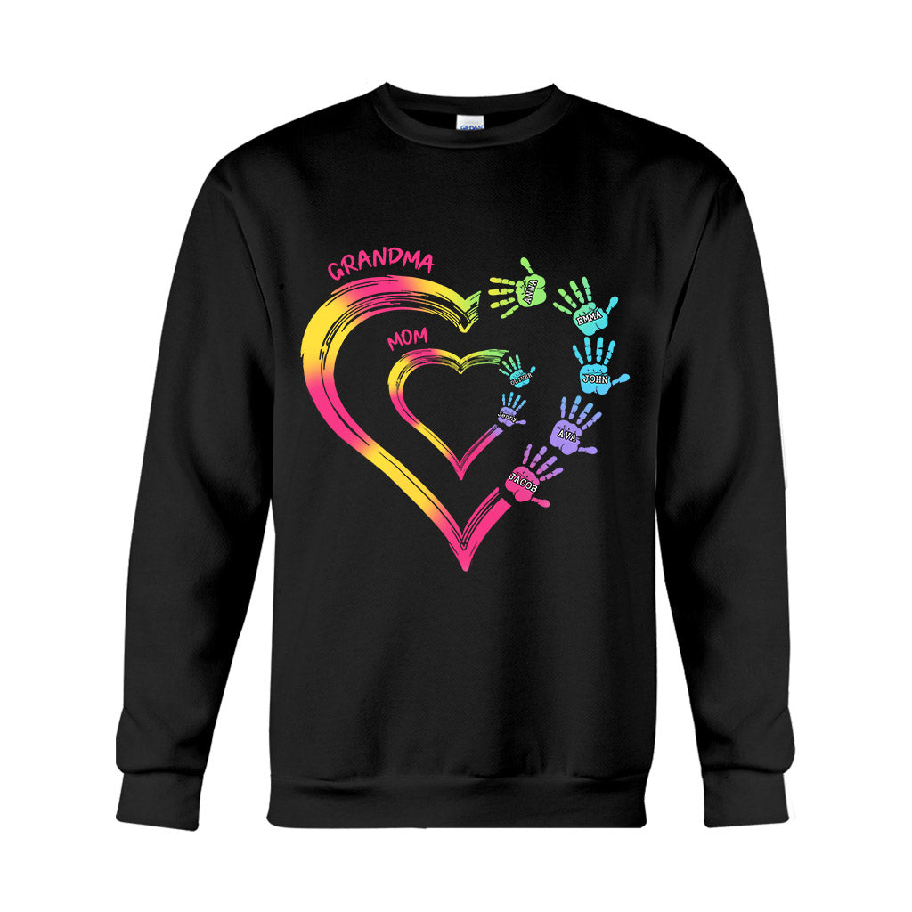 Beliebiger Titel für Mutter und Oma, Doppelherz, bunt - Personalisiertes Oma-T-Shirt und Hoodie