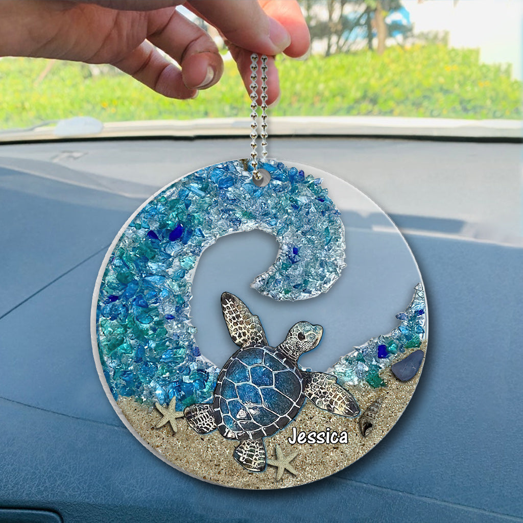 Turtle Sea Glass - Personalized Turtle Transparent Car Ornament
