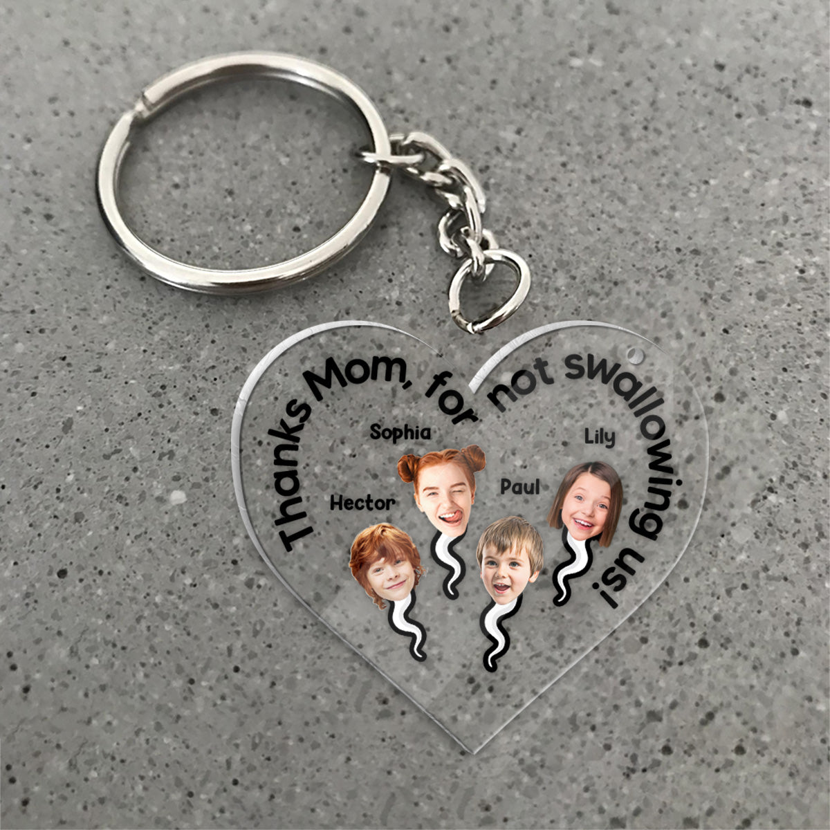 Danke Mama, dass du uns nicht verschluckt hast – Personalisierter transparenter Mutter-Schlüsselanhänger
