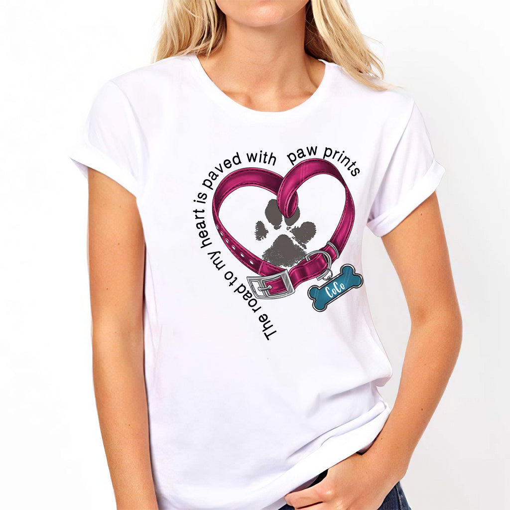 Du hast für immer Pfotenabdrücke in meinem Herzen hinterlassen – personalisiertes Hunde-T-Shirt und Hoodie
