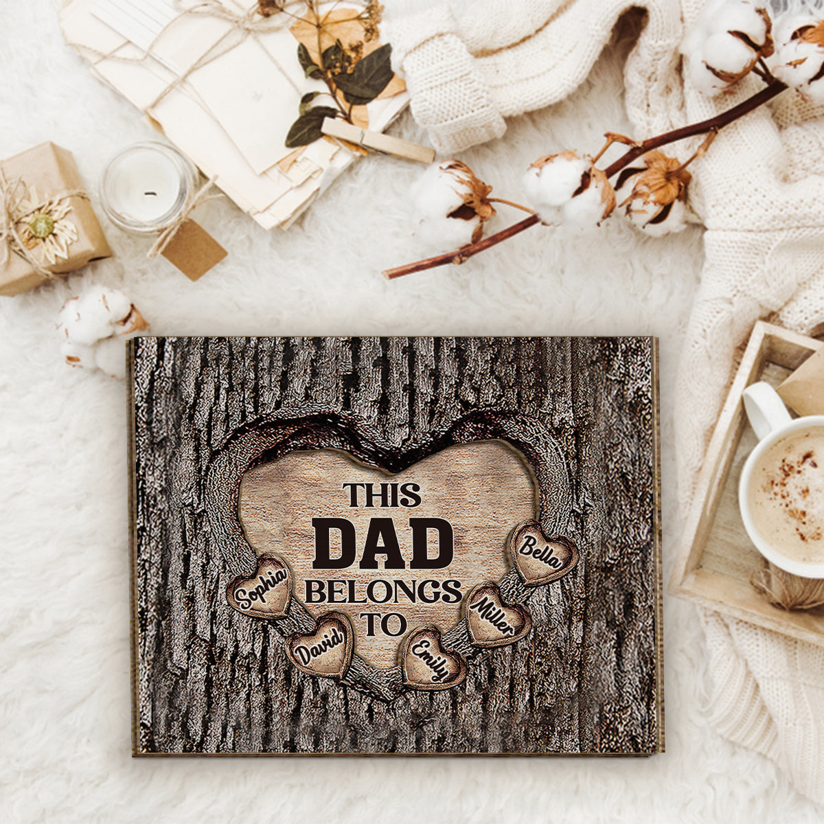 This Dad Mom Grandma Grandpa Belongs To Wooden Heart - Personalized Father 2 Layered Wood Sign / Wood Plaque