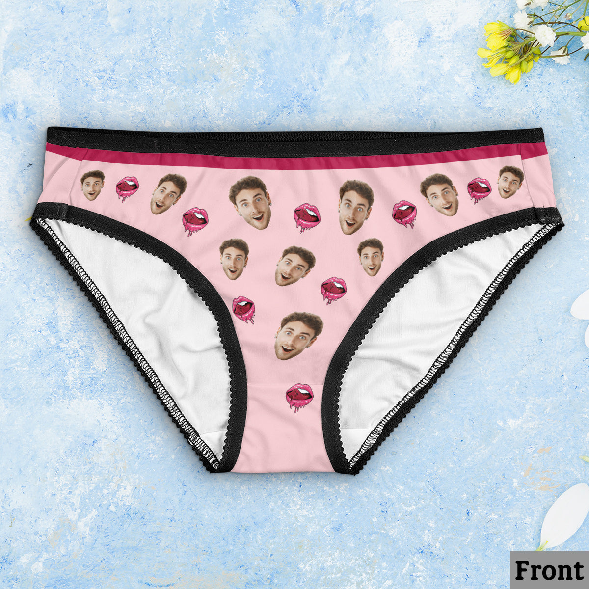 Meine Höschen sind nass – personalisierte Damen-Slips mit Spitzenbordüre für Paare