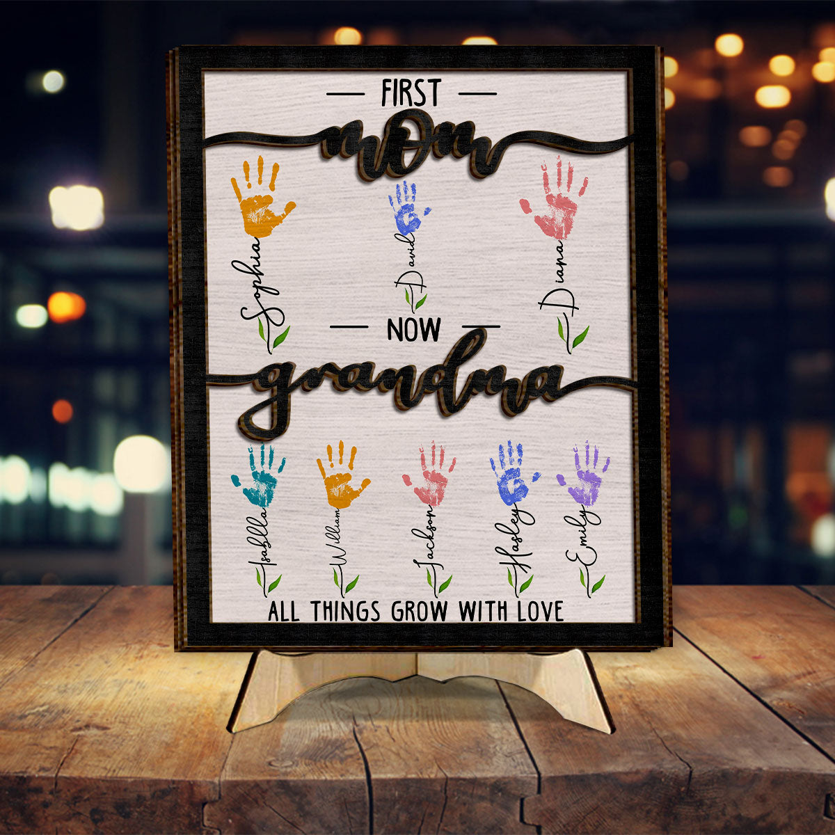 First Mom Now Grandma - Personalized Mother 2 Layered Wood Sign / Wood Plaque