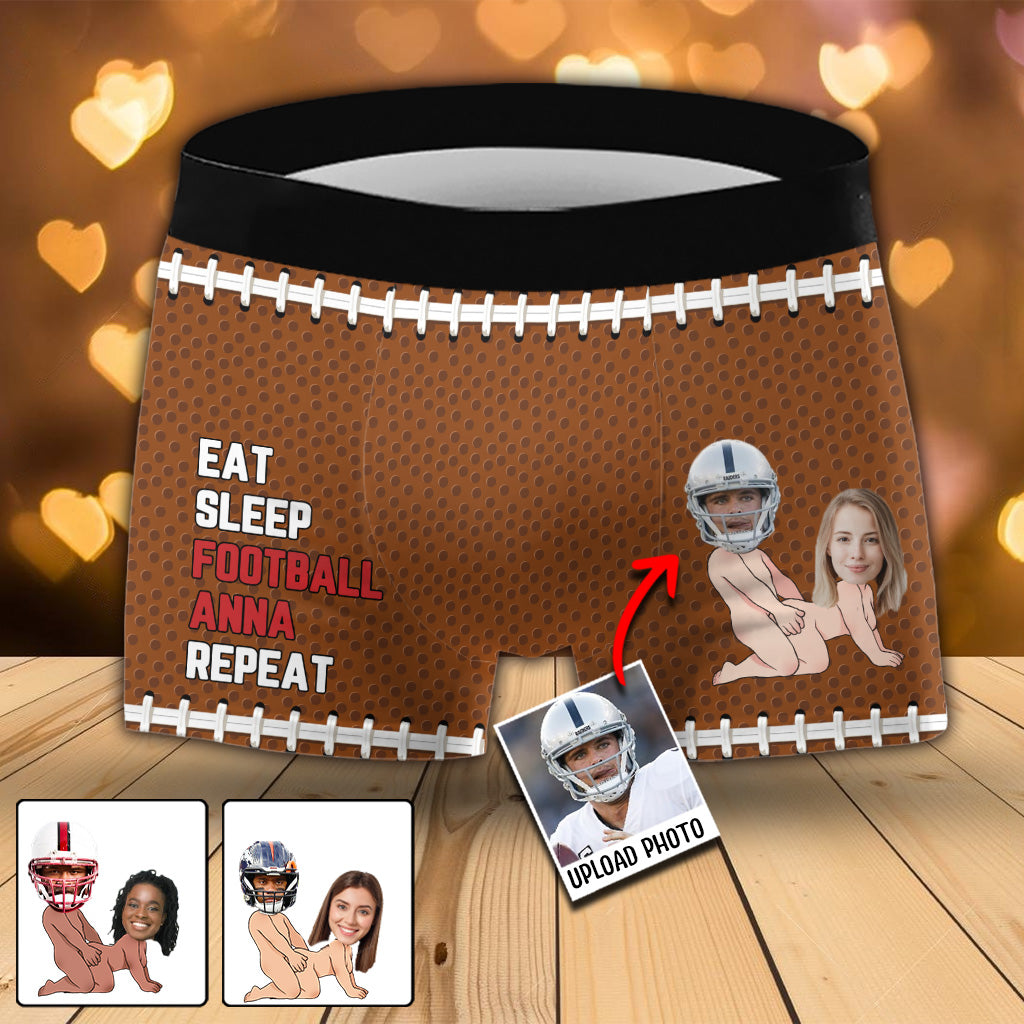 Essen, Schlafen, Fußball, und wieder von vorn – personalisierte Fußball-Boxershorts für Herren