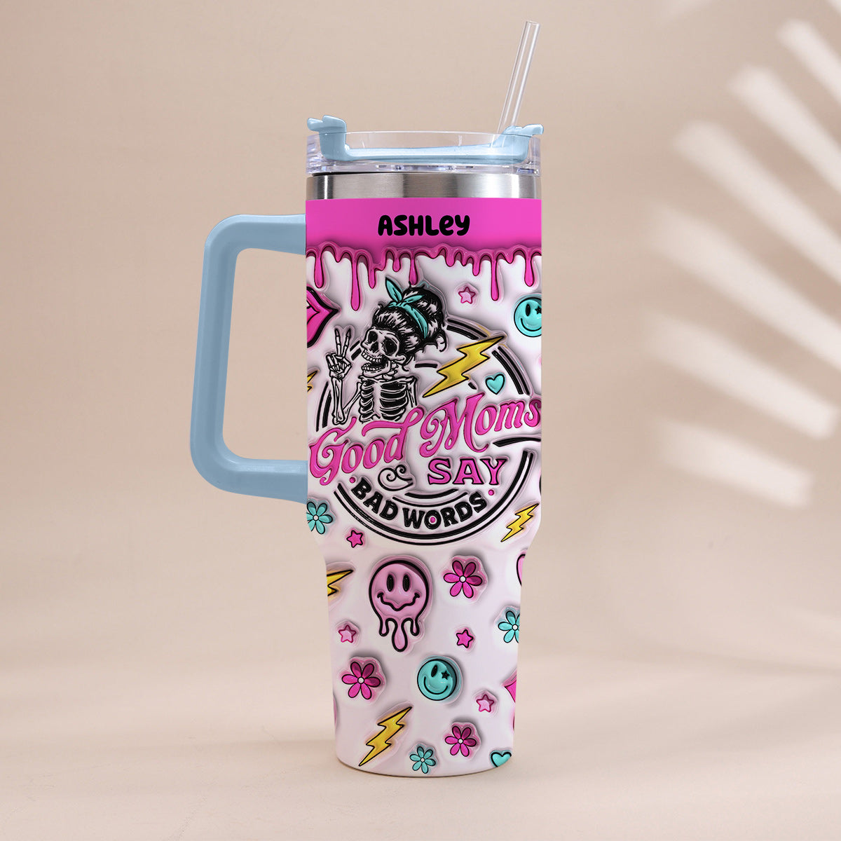 Gute Mama sagt auch mal was – personalisierter Mutter-Trinkbecher mit Henkel