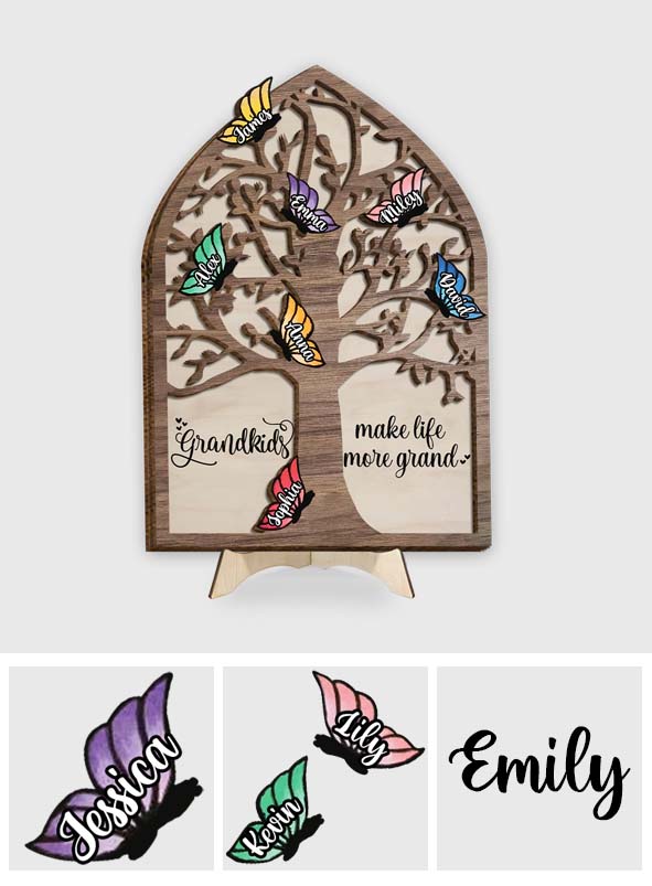 Enkelkinder machen das Leben schöner – Personalisiertes 2-lagiges Holzschild/Holzplakette für Oma