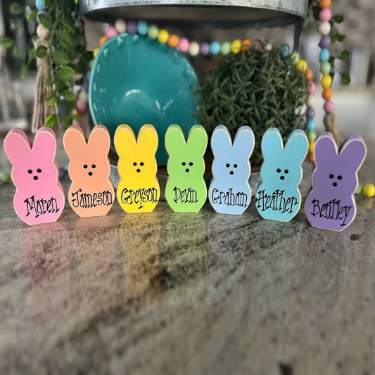 Easter Bunny Block Family Pastel Name Custom - Personalized Easter Day Easter Bunny Block