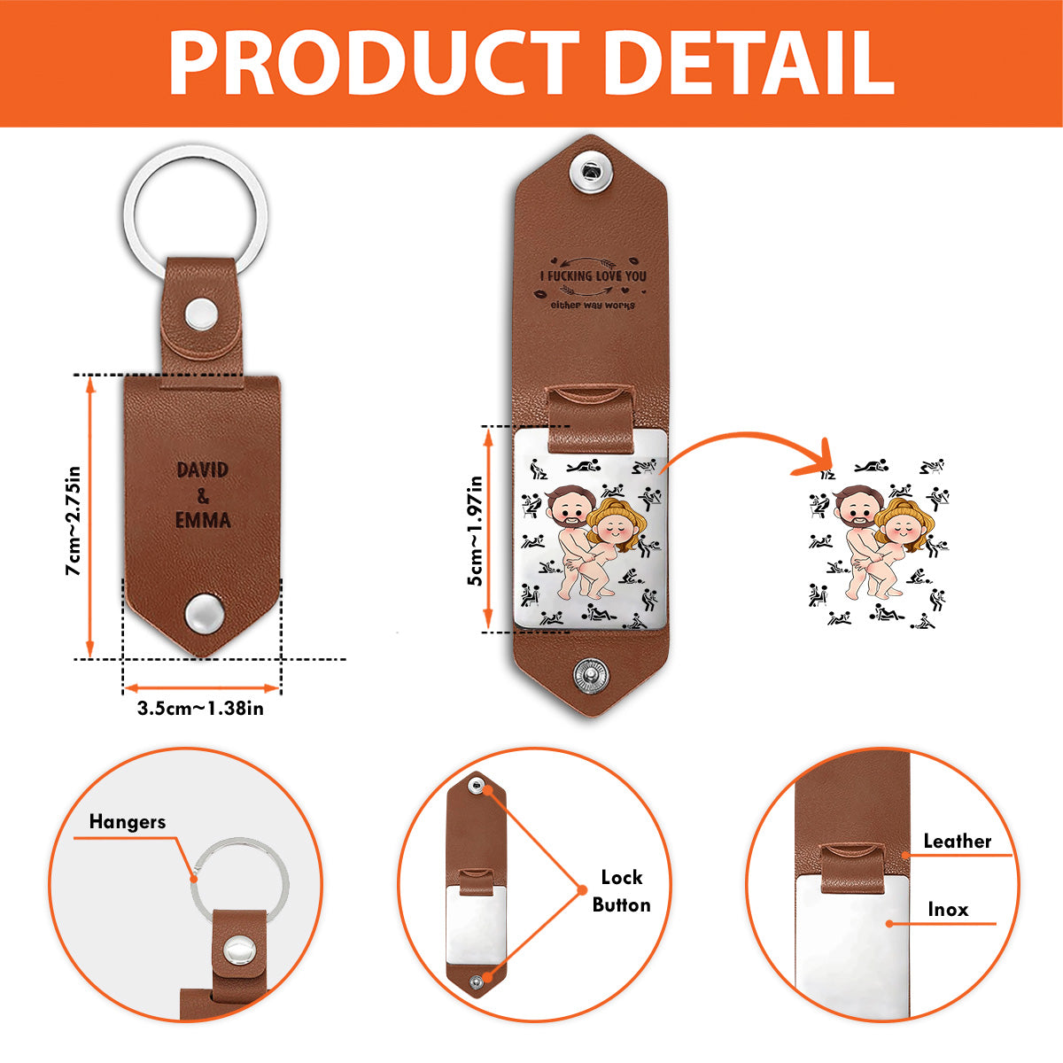 Ich liebe dich – Personalisierter Leder-Schlüsselanhänger mit Partnerfoto