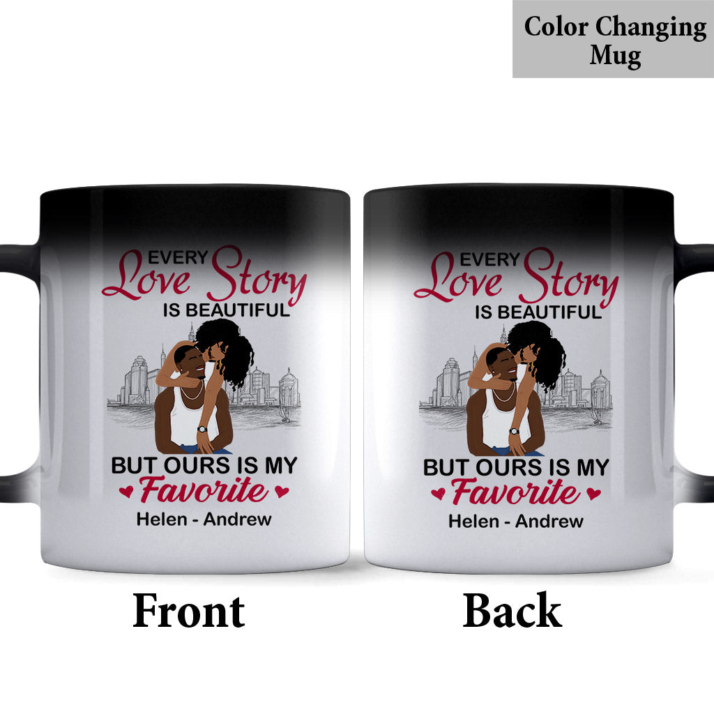 Unsere Geschichte ist meine Lieblingsgeschichte – personalisierte Tasse für Afroamerikaner