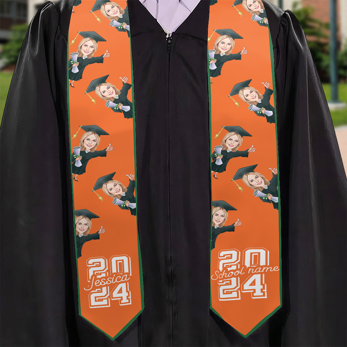 Lustige Karikaturfigur – Personalisierte Abschlussstola