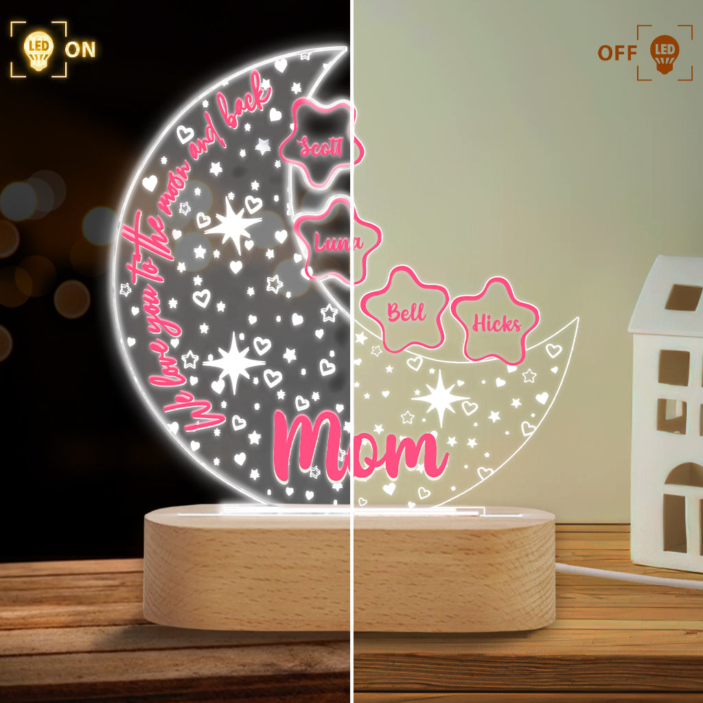 Wir lieben dich bis zum Mond und zurück – Personalisierte, Oma-förmige Plakettenleuchte
