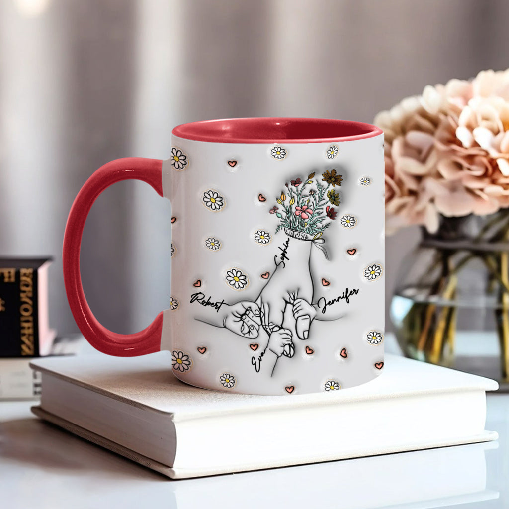 Mamas Hand halten – Personalisierte Tasse mit Muttermotiv