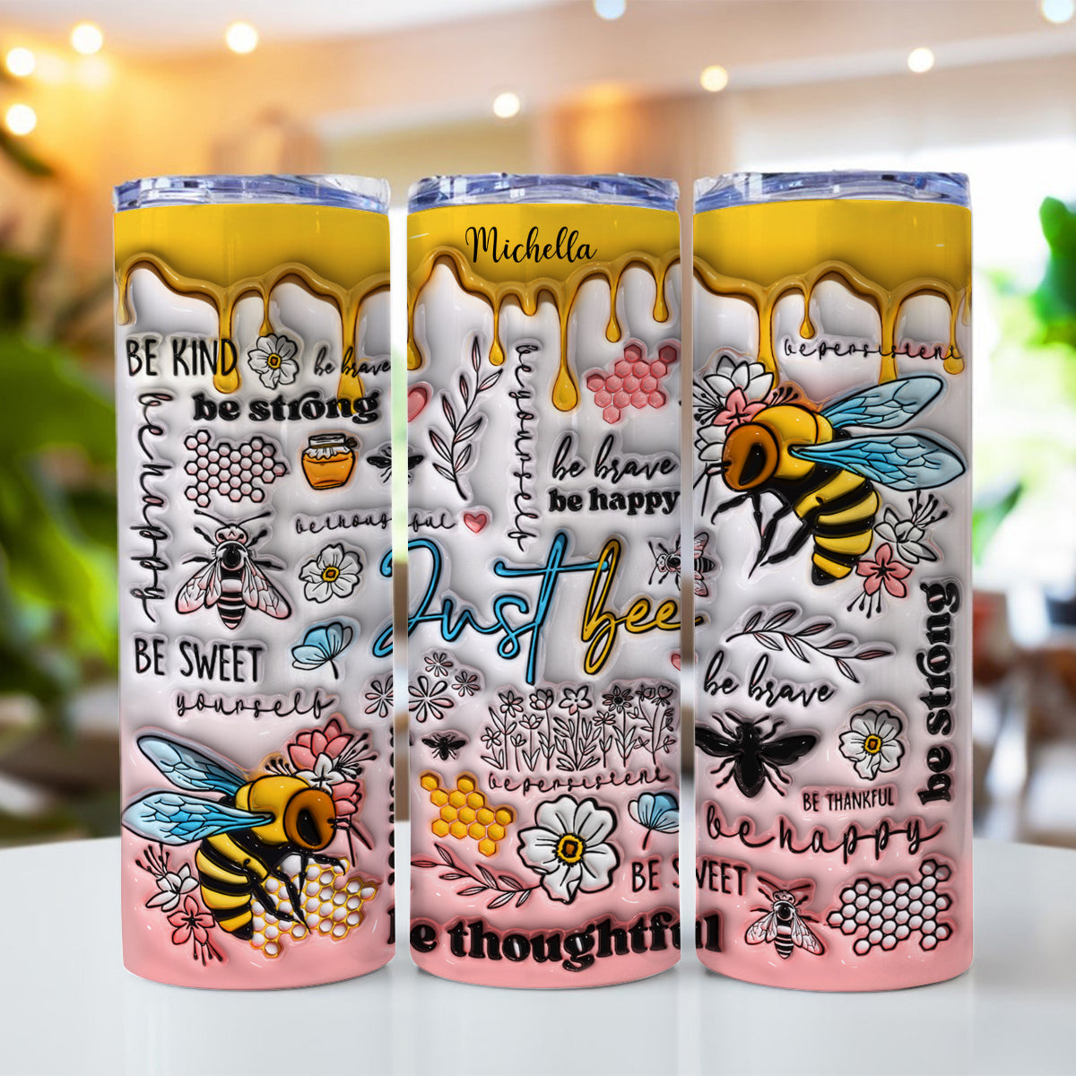 Positive Affirmation Bee – Personalisierter schlanker Becher