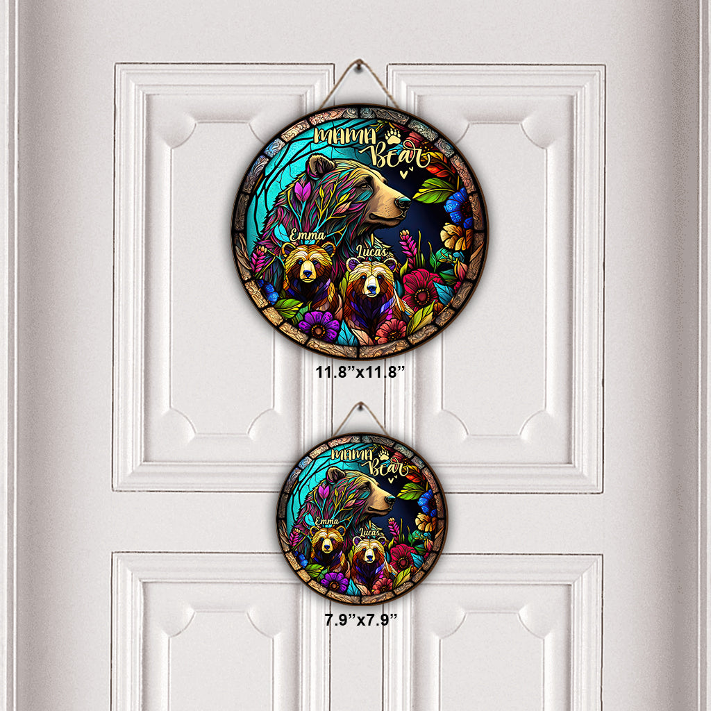 Mama Bear - Personalized Mother Round Wood Sign