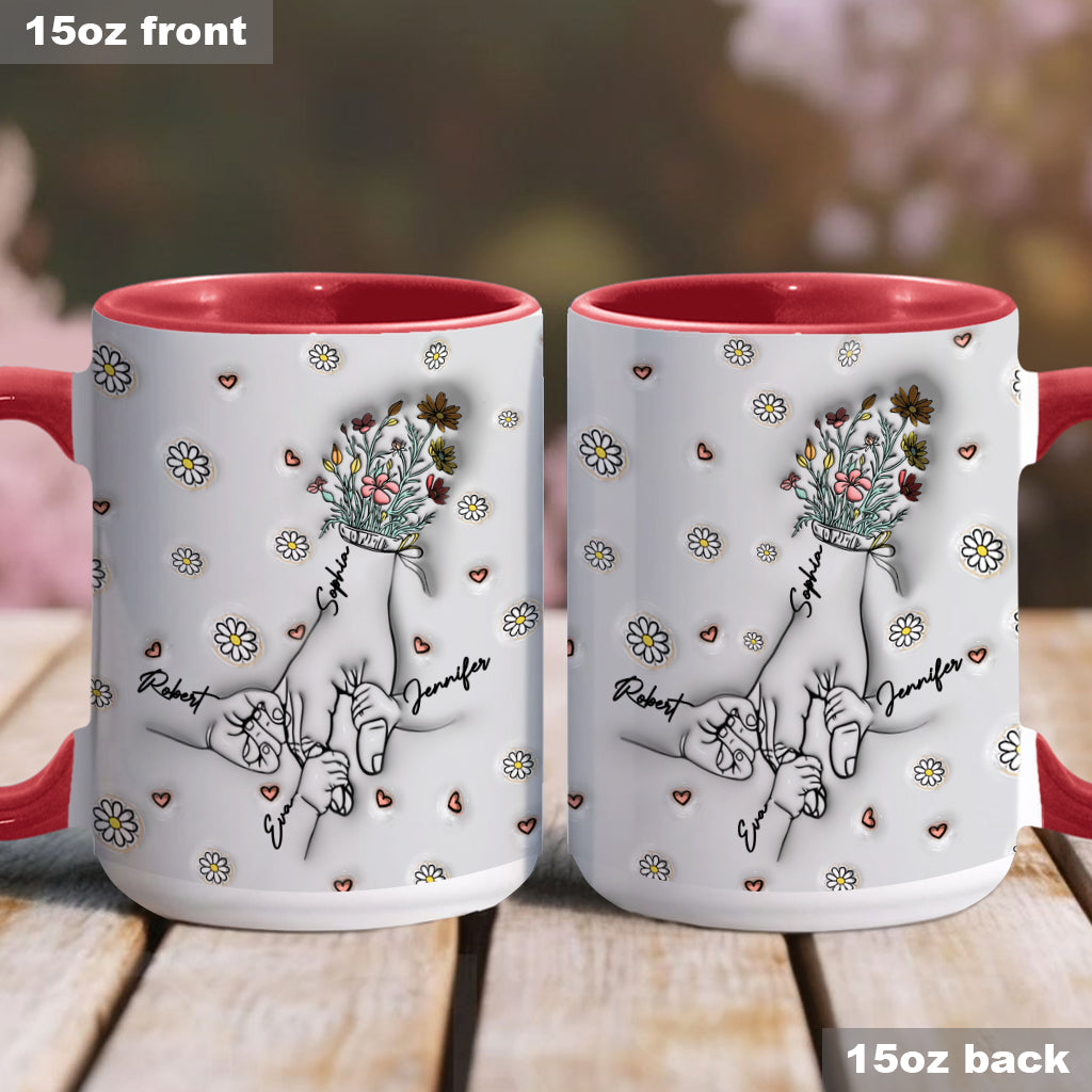 Mamas Hand halten – Personalisierte Tasse mit Muttermotiv