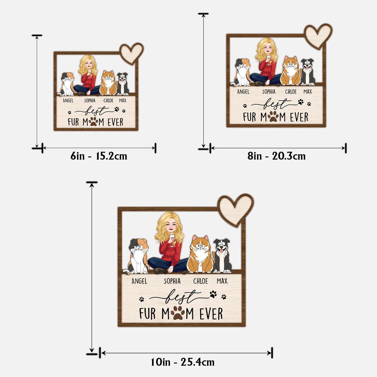 Die beste Hunde- und Katzenmama aller Zeiten – Personalisiertes zweilagiges Holzschild mit Hundemotiv / Holzplakette