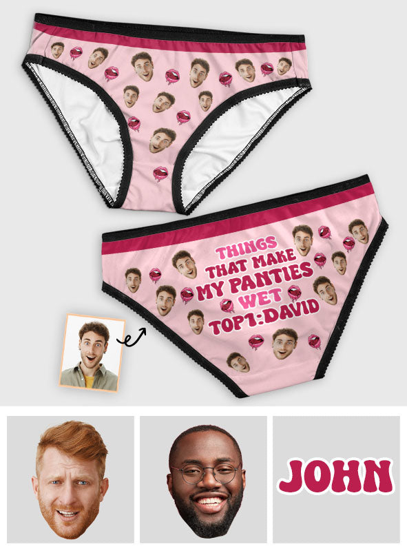 Meine Höschen sind nass – personalisierte Damen-Slips mit Spitzenbordüre für Paare