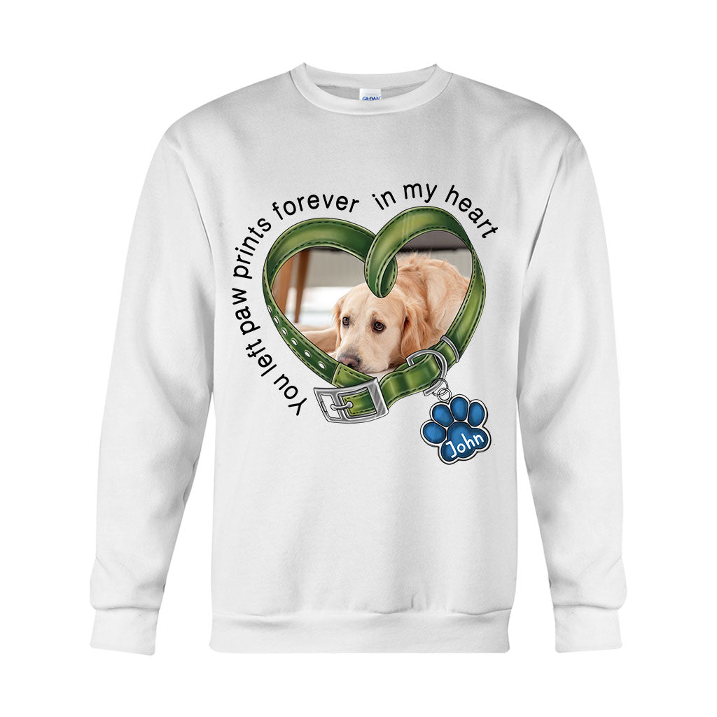 Du hast für immer Pfotenabdrücke in meinem Herzen hinterlassen – personalisiertes Hunde-T-Shirt und Hoodie