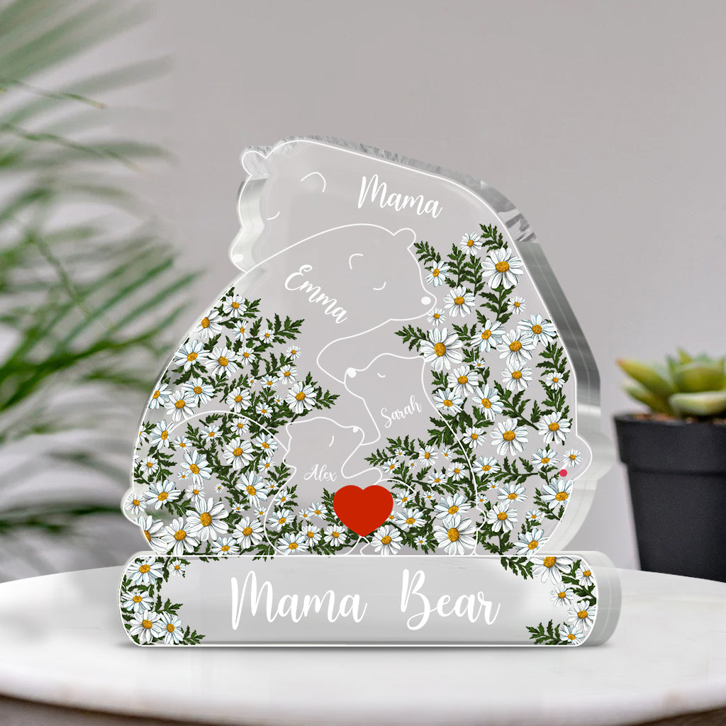 Mama Bear Daisy - Personalized Mother Custom Shaped Acrylic Plaque