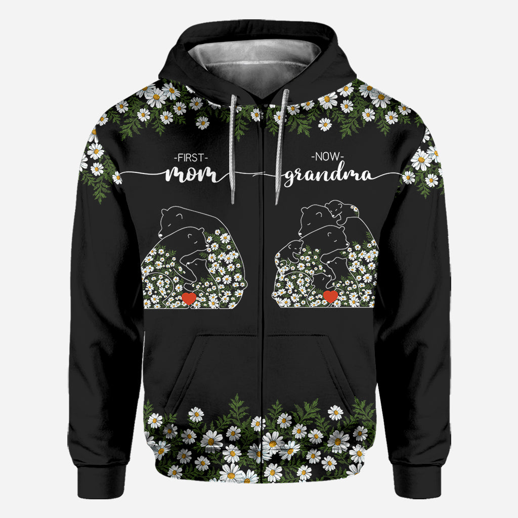 First Mom Now Grandma Bear Daisy - Personalized Grandma All Over Shirt