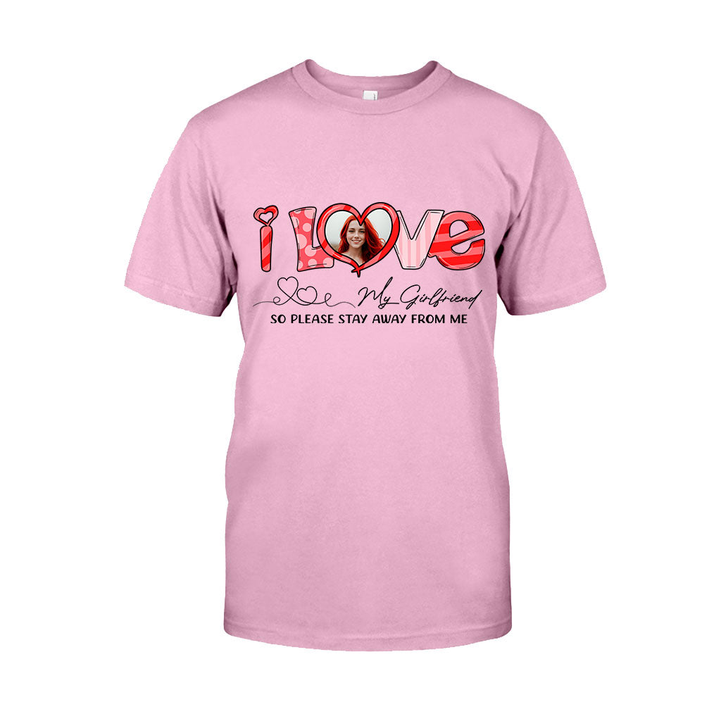 Ich liebe meine Freundin, meinen Freund, meinen Ehemann, meine Ehefrau – Personalisiertes T-Shirt und Hoodie für Paare mit individuellem Foto