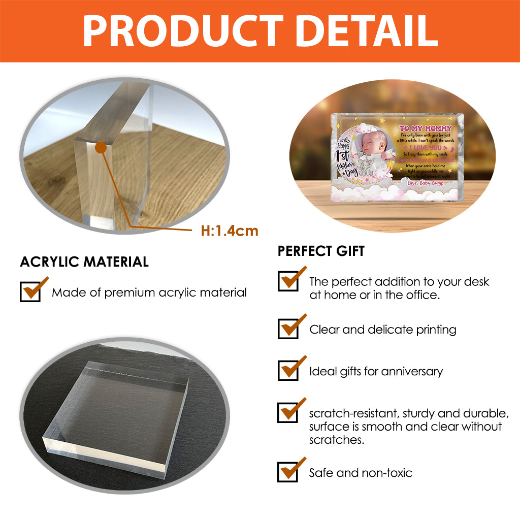 Alles Gute zum ersten Muttertag – Personalisierte Acrylplakette in individueller Form für Mutter