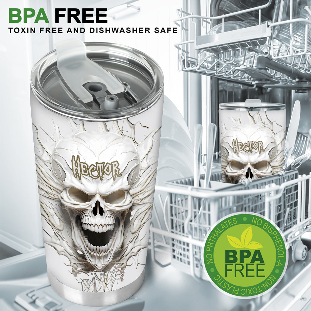 Weißer Totenkopf – Personalisierter Totenkopf-Trinkbecher