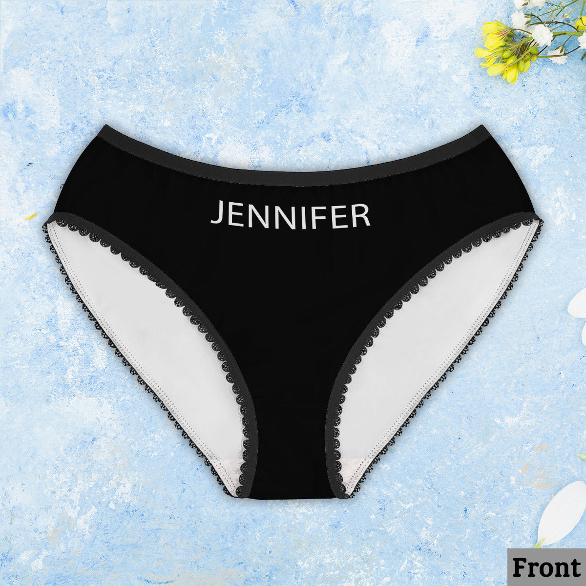 Sexy Lippen mit braunem Zuckermuster – personalisierter Slip mit afroamerikanischer Spitzenborte