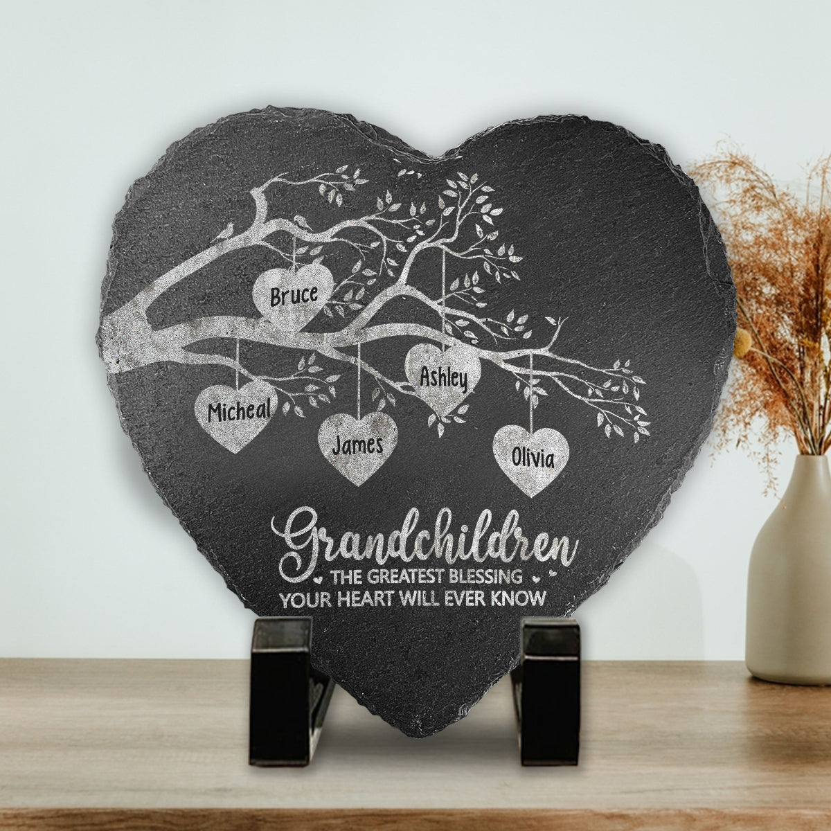 Grandkids Make Life More Grand Hearts - Personalized Grandma Heart Shaped Stone