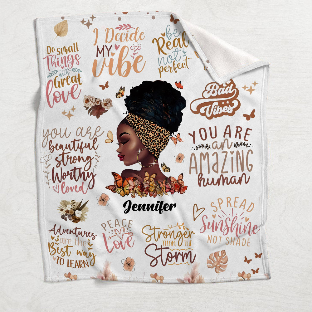 I Decided My Vibe - Personalized African American Blanket