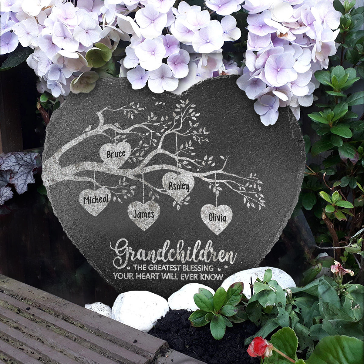 Grandkids Make Life More Grand Hearts - Personalized Grandma Heart Shaped Stone