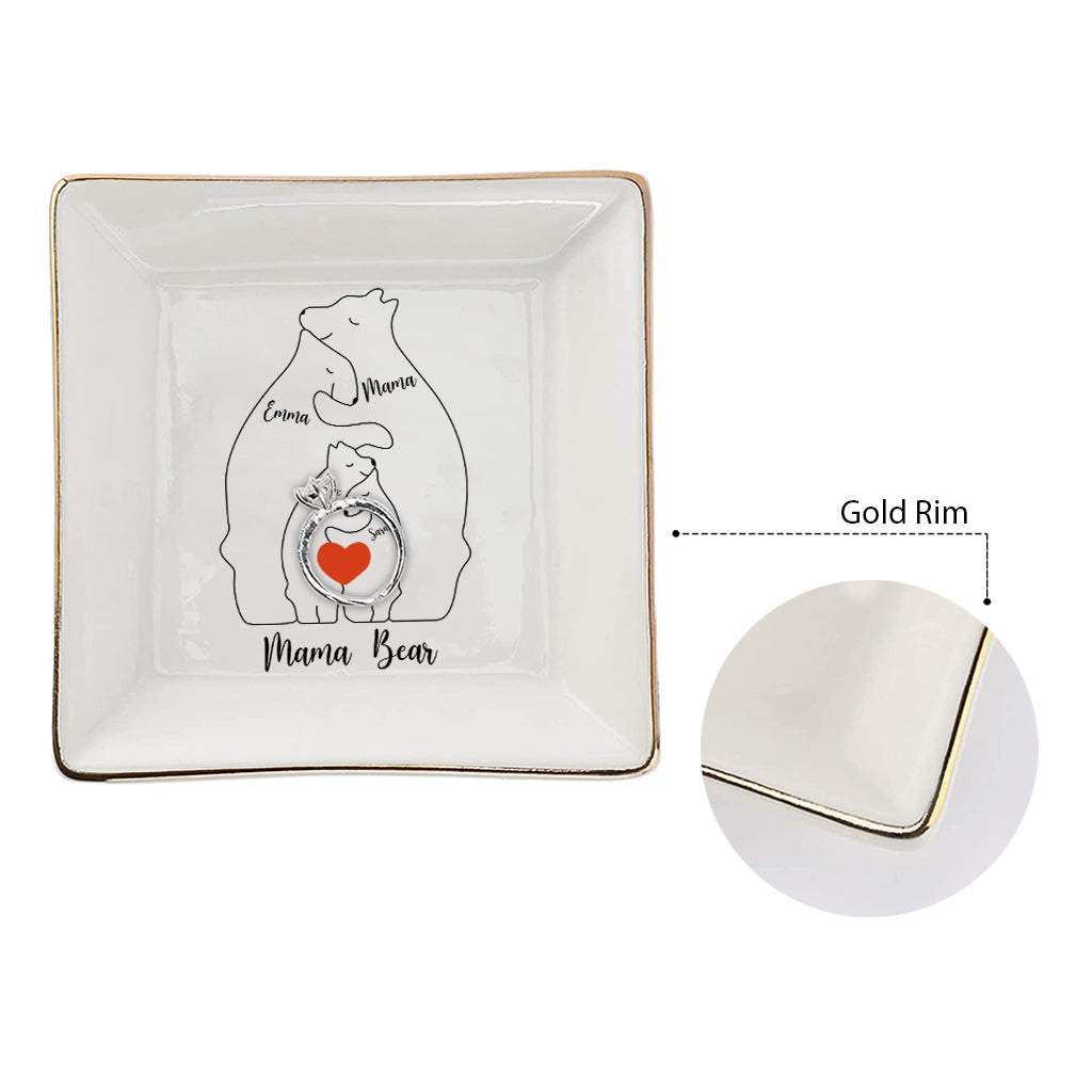 Mama Bear Daisy - Personalized Mother Jewelry Dish