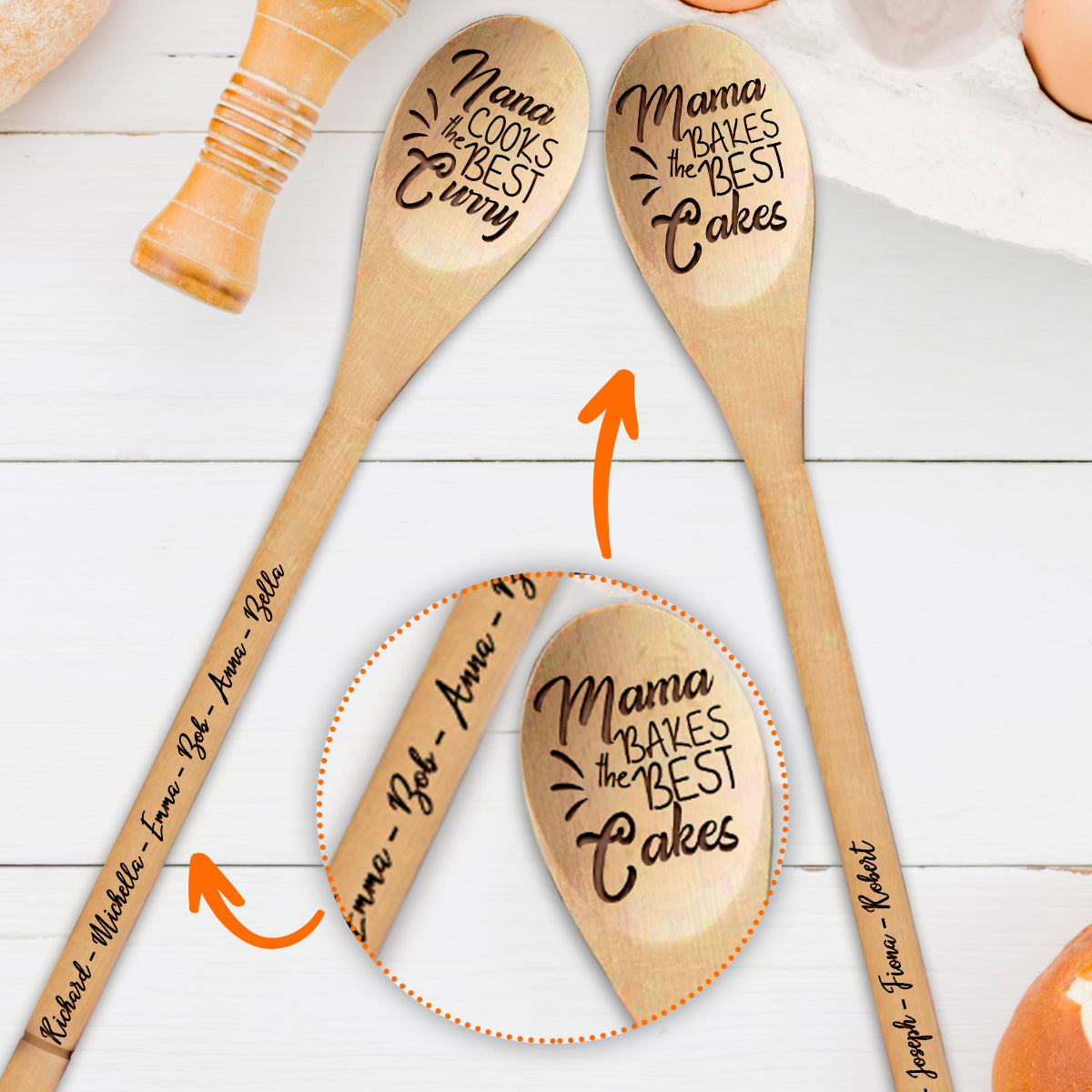 Mama/Oma/Mama... kocht das beste Essen – personalisierter Holzlöffel für Mütter