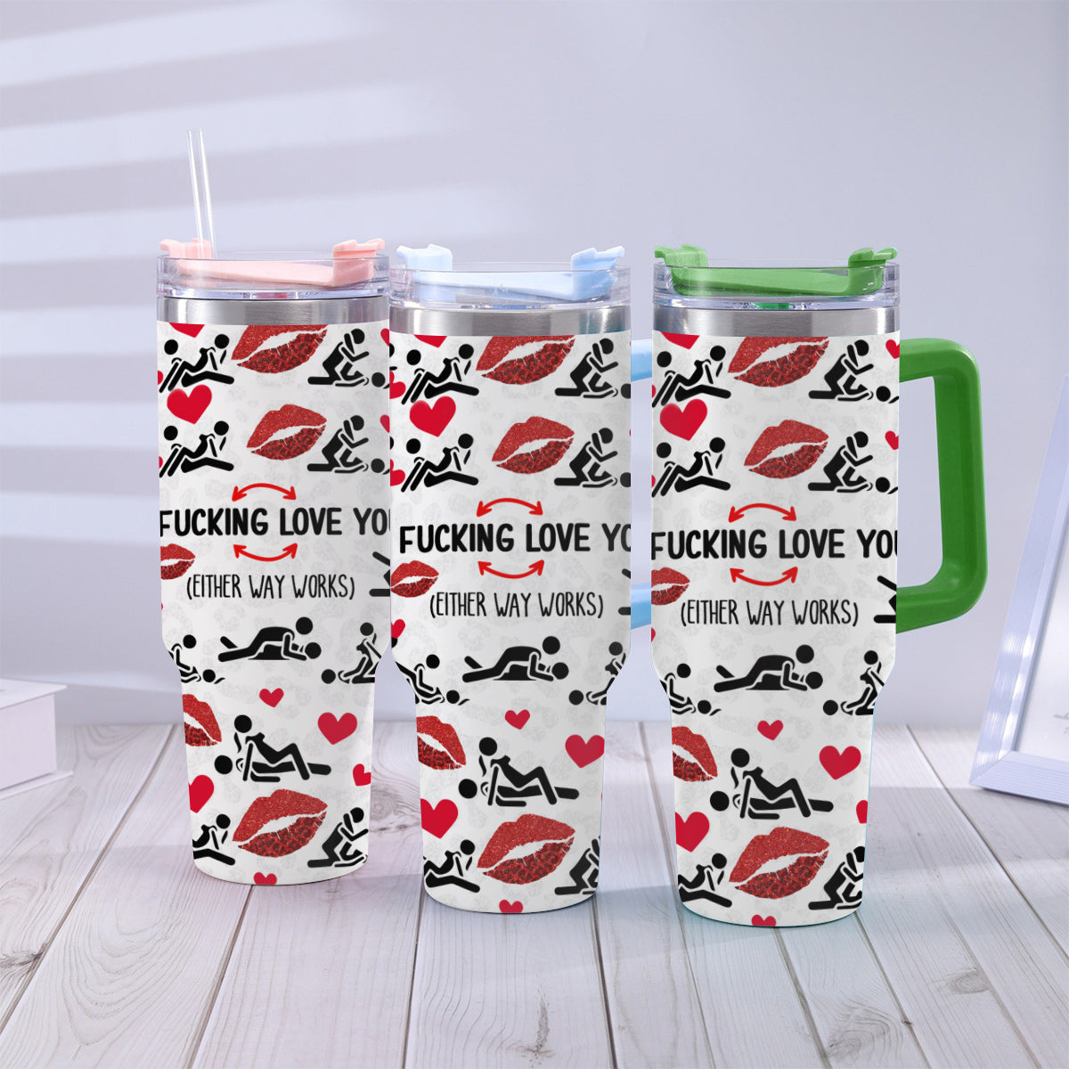 Ich liebe dich – Personalisierter Paar-Trinkbecher mit Henkel