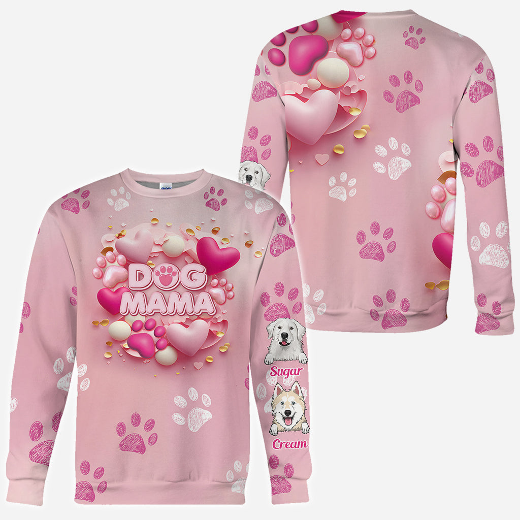 Dog Cat Mama Fur Mom 3D Pink Heart - Personalized Dog All Over Shirt