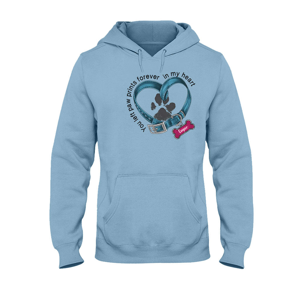Du hast für immer Pfotenabdrücke in meinem Herzen hinterlassen – personalisiertes Hunde-T-Shirt und Hoodie