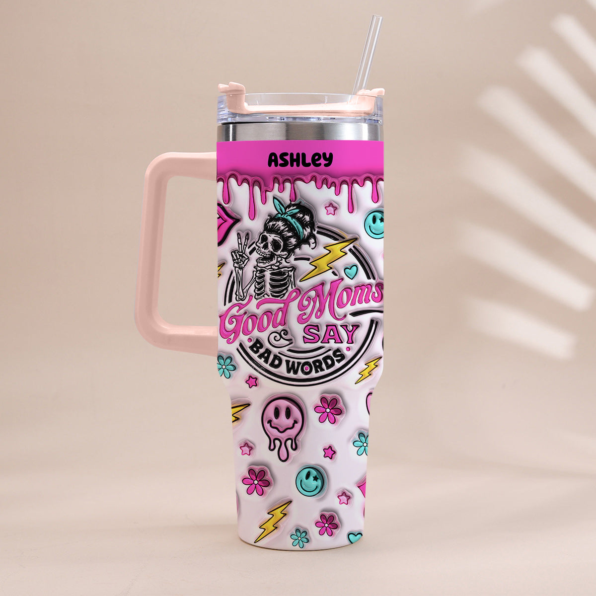 Gute Mama sagt auch mal was – personalisierter Mutter-Trinkbecher mit Henkel