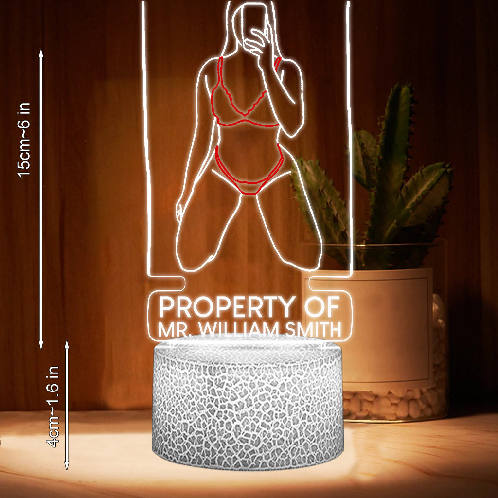 Property Of My Boyfriend/ Girlfriend - Personalized Couple Shaped Plaque Light Base